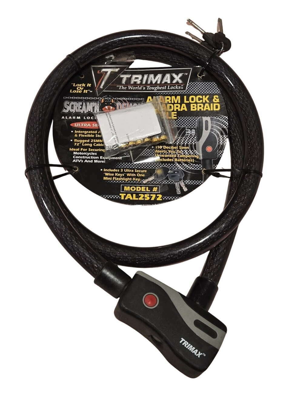 Trimax TAL2572-01 Scream'N Demon Alarm Lock 25mm x 72"  — NEW, Never Used
